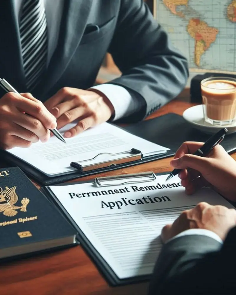 Person applying for permanent residency with guidance from Astrologer Laxmikant Shastri for foreign settlement and visa problem solutions.