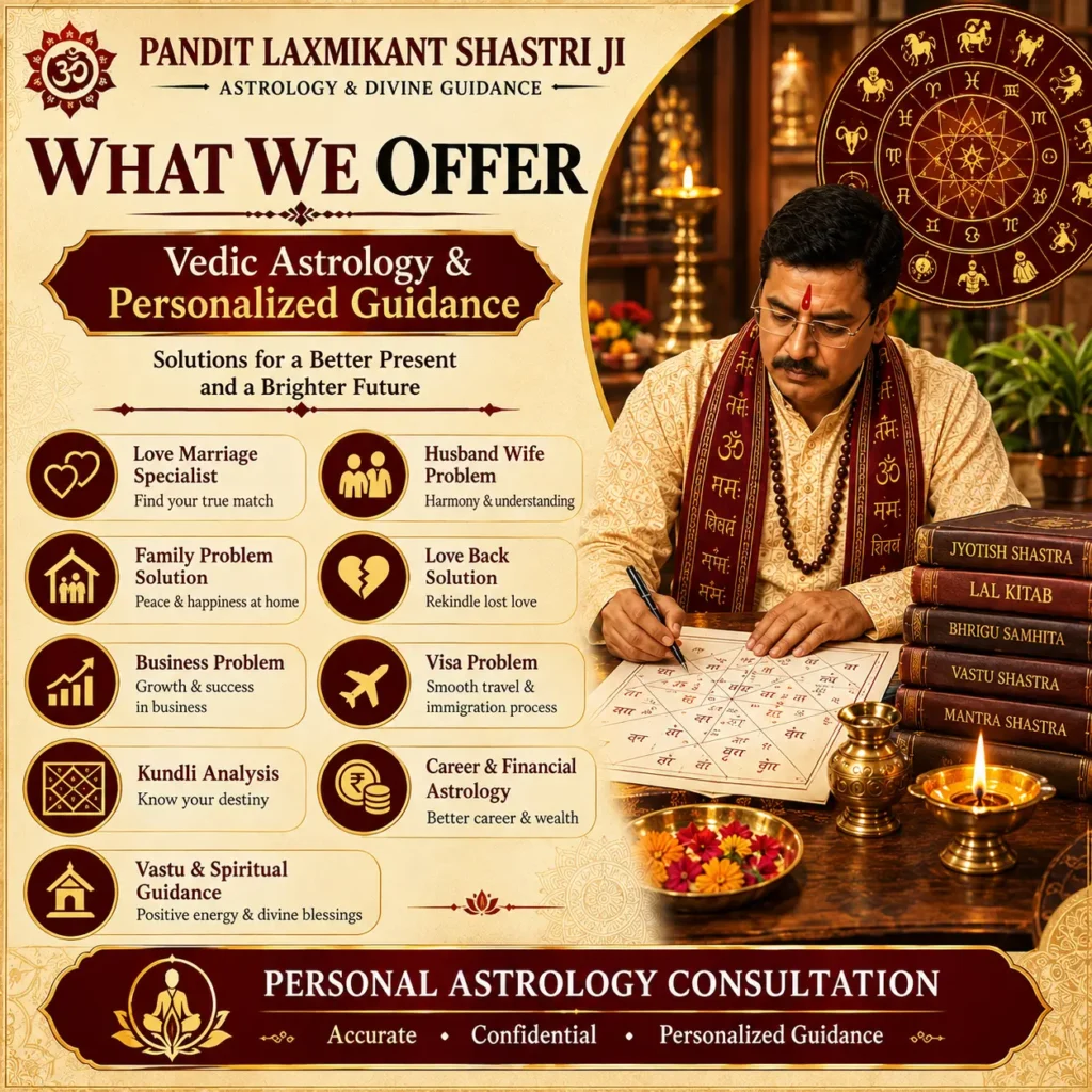 Best Astrologer in India – Pandit Laxmikant Shastri Ji offering Love, Career and Love Problem Solution consultation